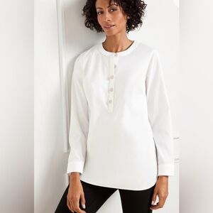 NWT Talbots Non Iron Rhinstone Button Tunic White Size 2X